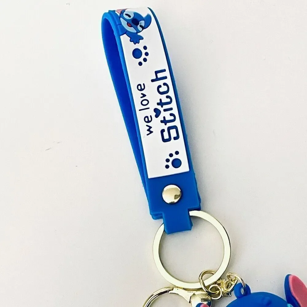 NWT Disney We love Stitch Voodoo Doll Blue Wristlet Key holder Keyring Keychain